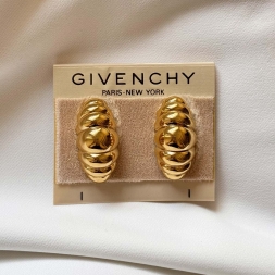 Givenchy винтажные клипсы крупные ребристые NOS